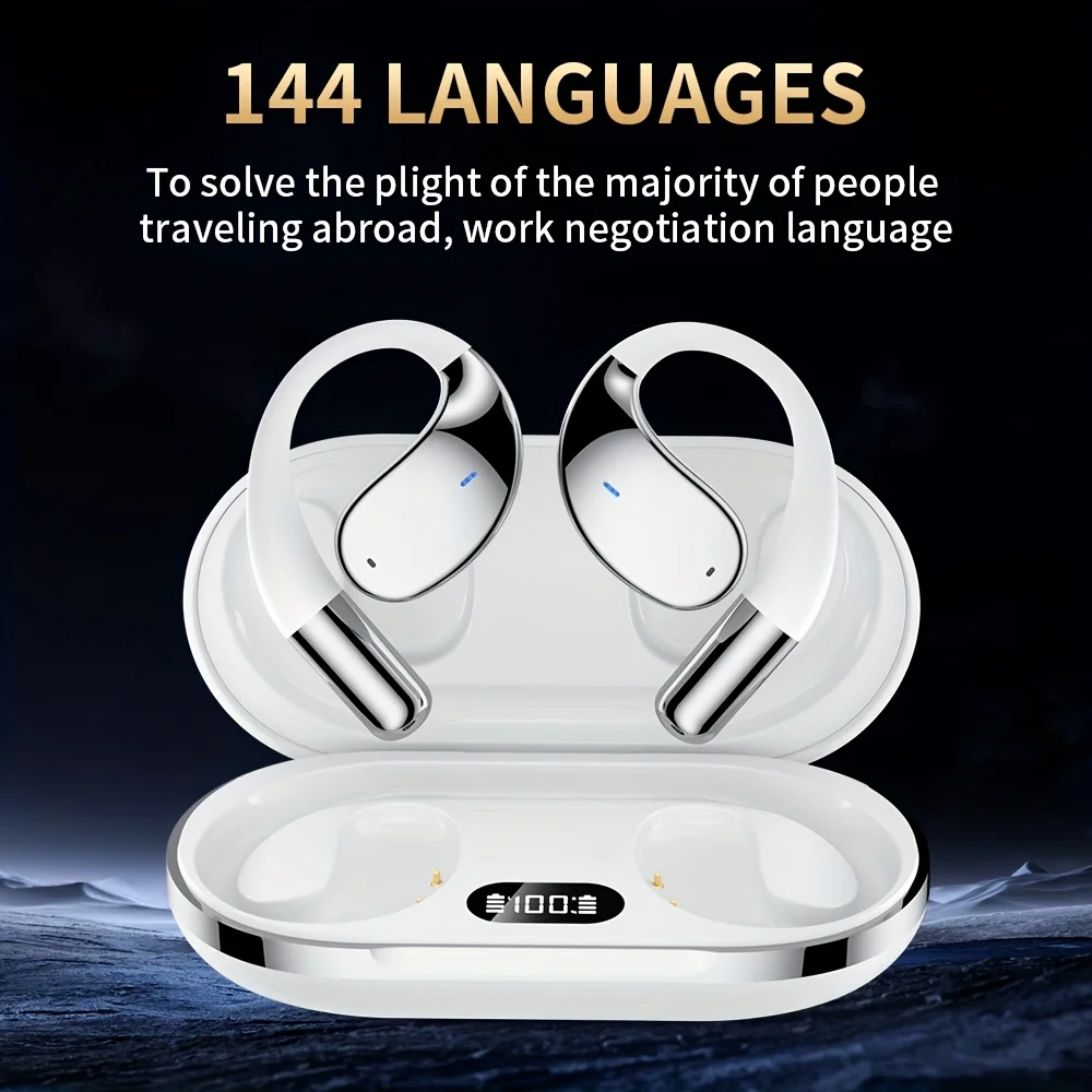 AI translation headset, bone conduction wireless headset, real-time translation in 144 languages, intelligent noise cancellation 5