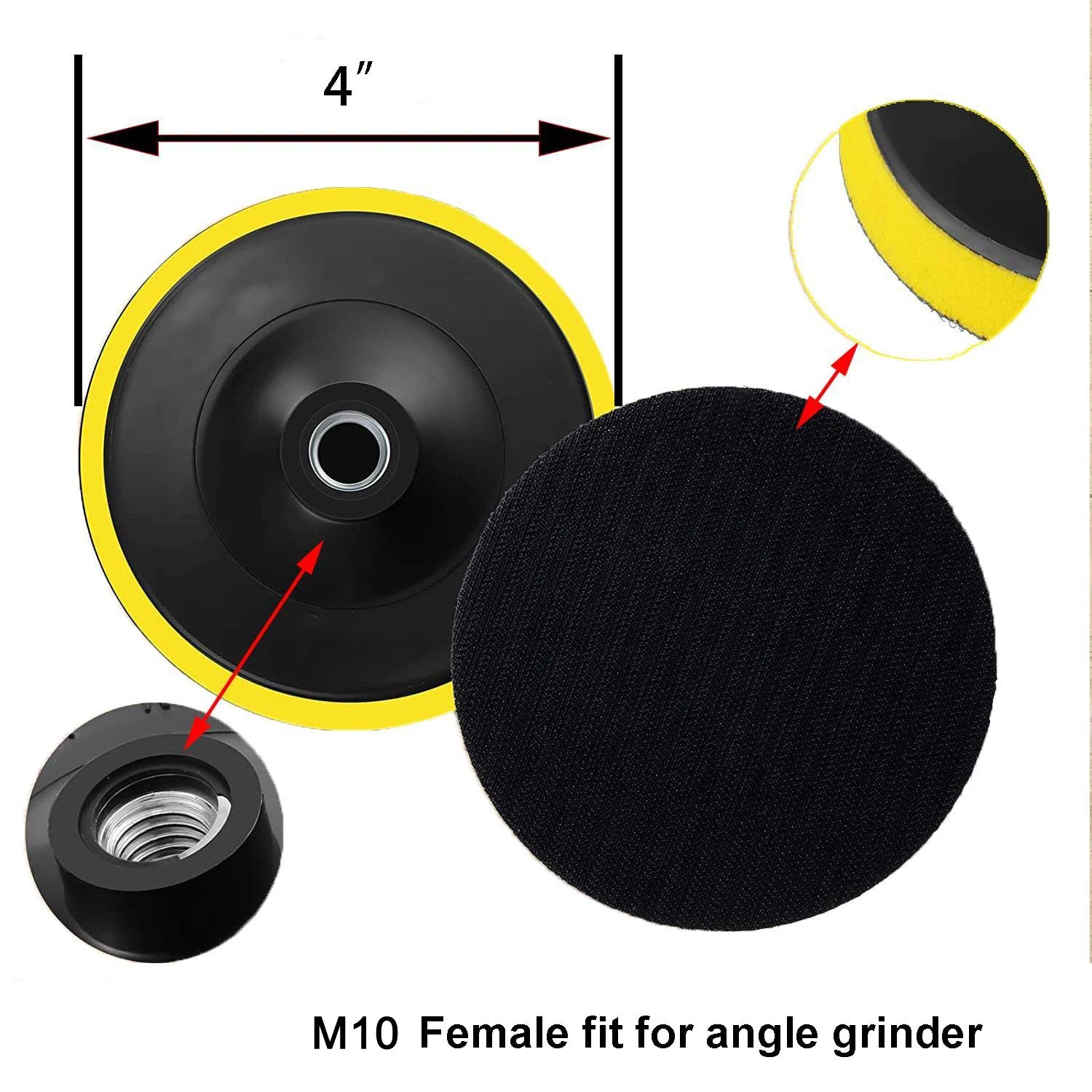 52 PCS Sandpaper Kit 4 Inch with Hook and Loop Backing Pad M10 Drill Adapter Grinding Metal Automotive Ceramic Wall