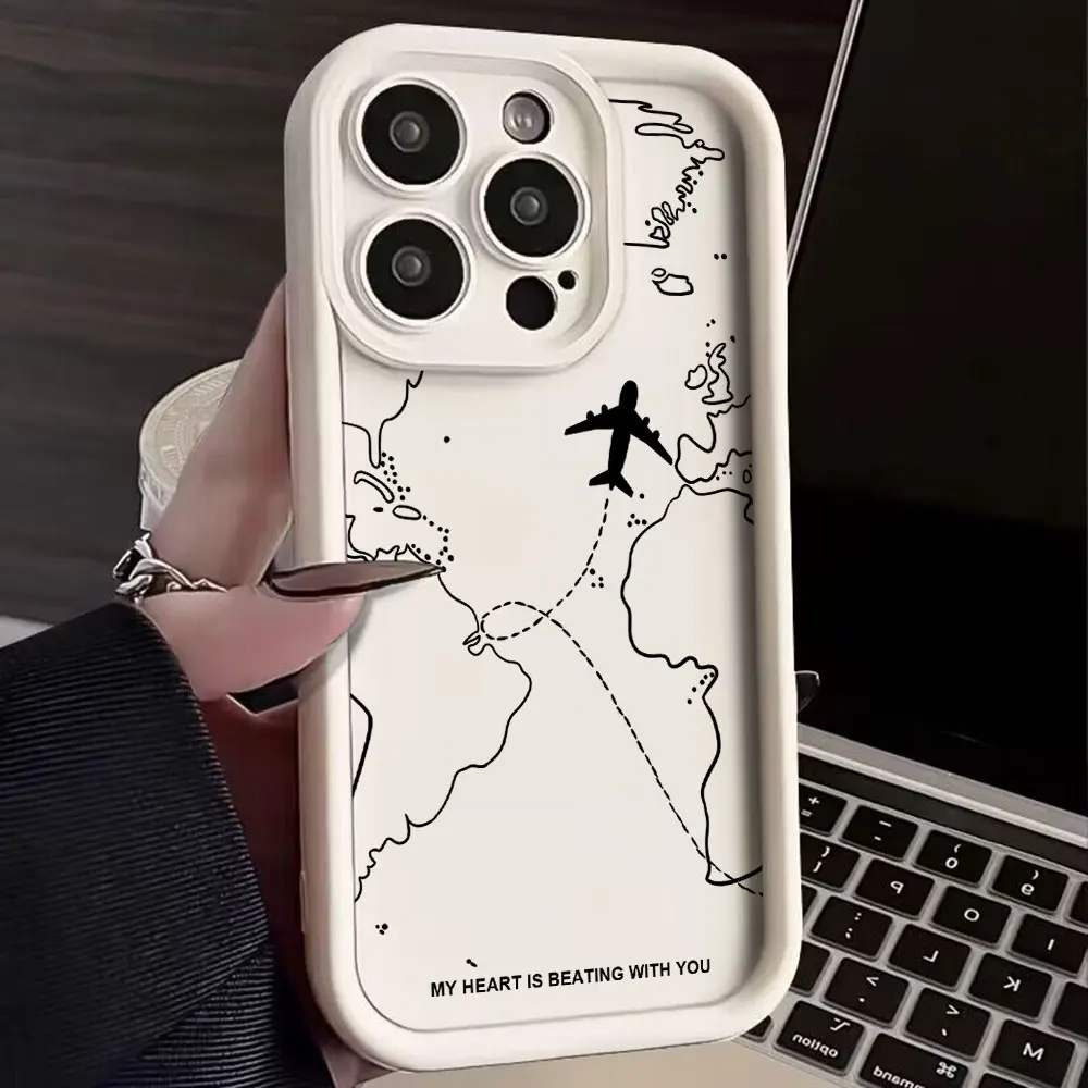 Travel-Inspired Airplane Route Phone Case - Soft Silicone TPU Back Cover