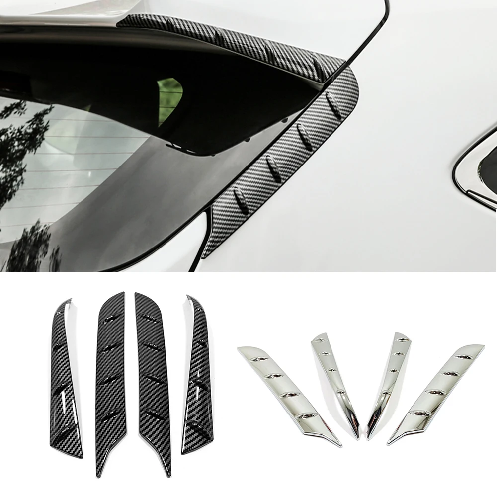 

Carbon Chrome Black Accessories Shell Styling Car Rear Windows Pillar Spoilers Wings Cover Trim For Toyota Highlander 2020-2022