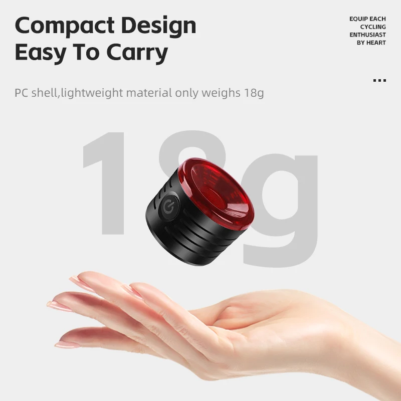 Bicycle Light Smart Brake Bike Tail Light Intelligent Type-C Charging Portable Safety Night Cycling Rear Light Bike Accessories