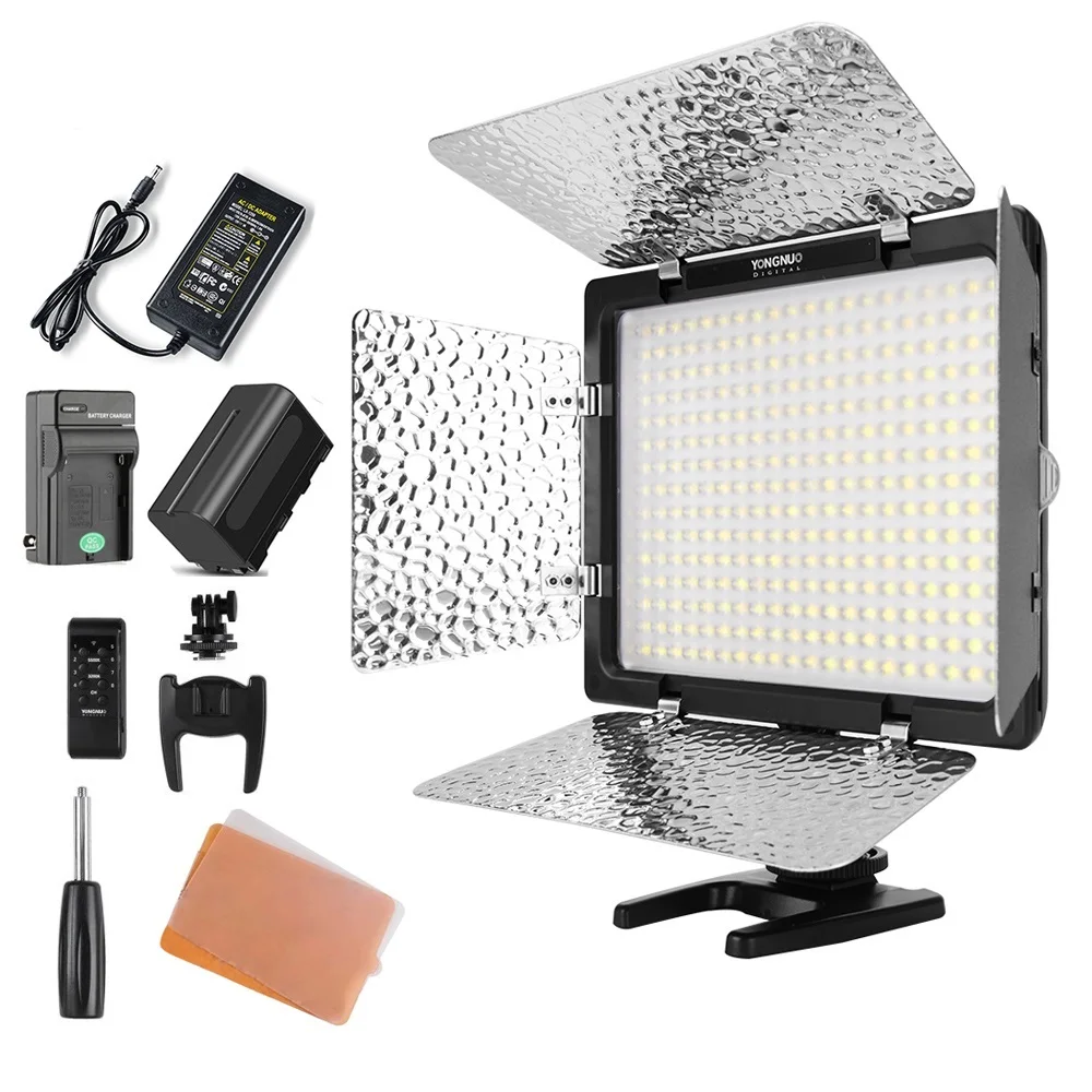 상단 YN300 III YN300III 3200k-5500K CRI95 카메라 사진 LED 비디오 조명 옵션, AC 전원 어댑터 + NP770 배터리 키트