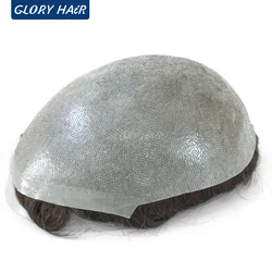 0.08 - 0.10 mm Thin Skin Toupee Handmade Knotted 1/8