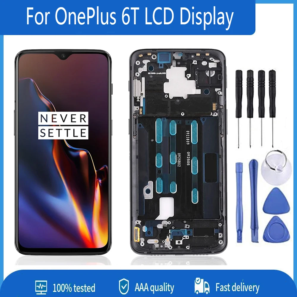 HLYGZX Ersatz Display Für Oneplus 6 LCD Bildschirm TFT, A6000 A6003 Reparaturteile Fingerabdruck F%c3%bcr Oneplus 6 Schwarz Rahmen Tft