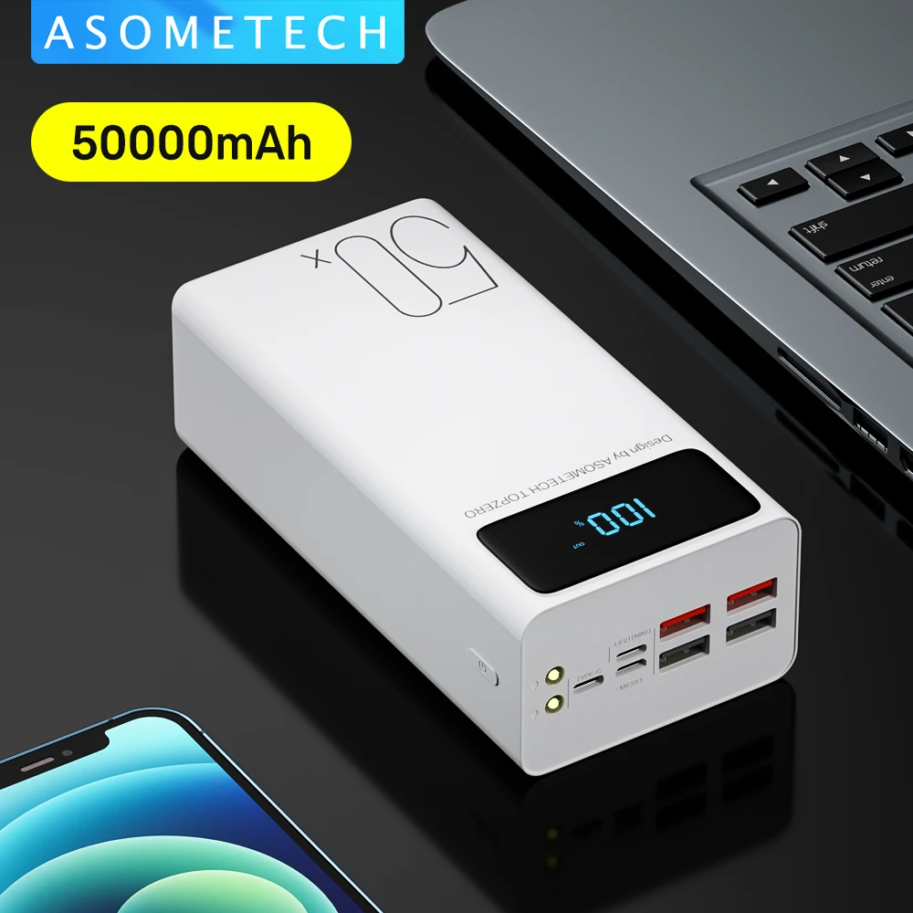 Power Bank 50000mAh Portable Charger LED Light Poverbank Powerbank