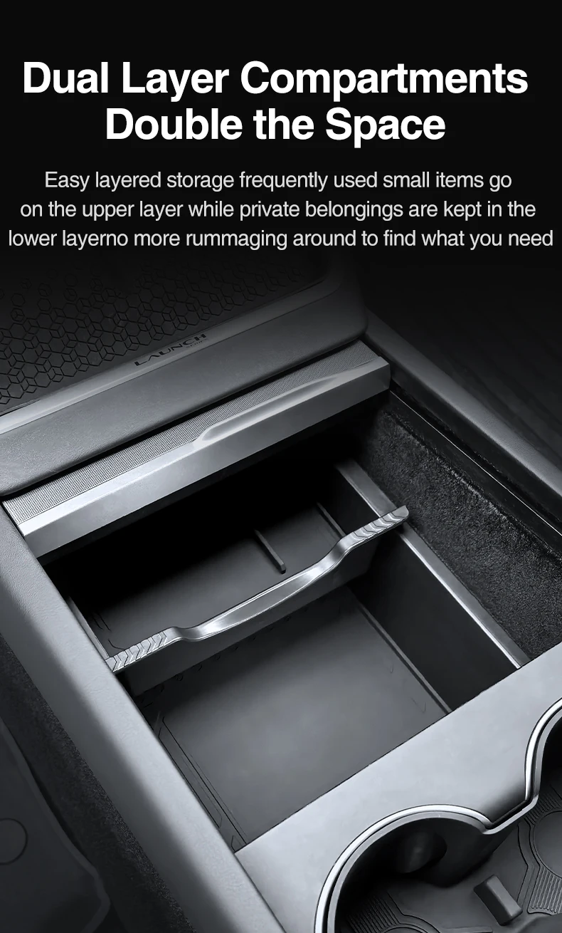 For Tesla New Model Y 2025 2026 Launch Juniper Model Y L Center Console Armrest Upper&Lower Storage Box Water Cup Mat Organizer