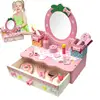 Girls Makeup Vanity Set Children Vanity Hair Salon Toy Simulation Makeup Table With Mirror Princess Makeup Pretend Toy For Girls 1