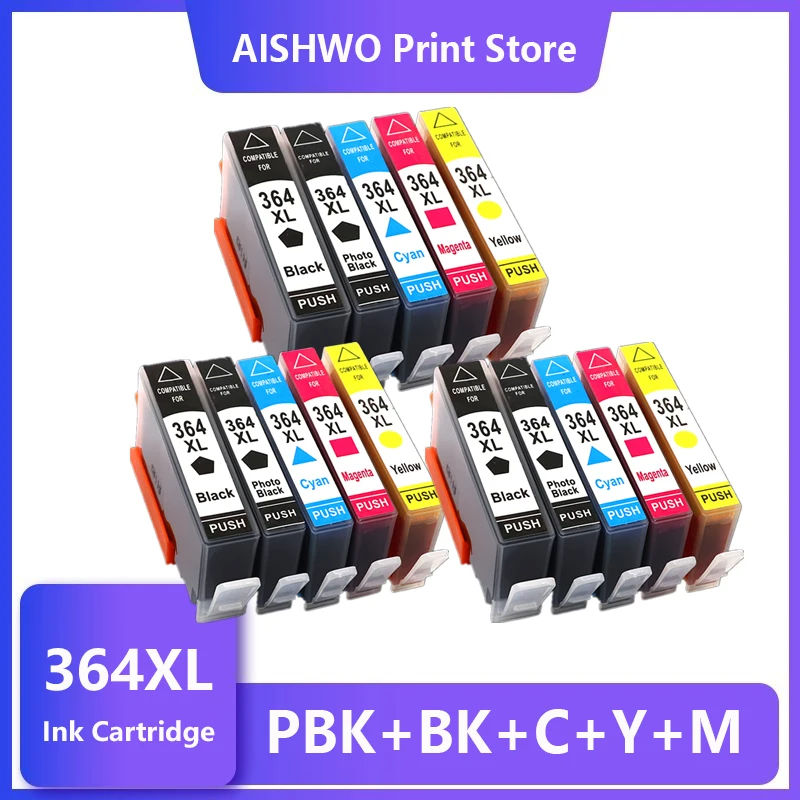 ASW 3 комплекта 364XL, совместим с фотографиями для принтера HP 364 xl Deskjet 3070A 5510 6510 B209a C510a C309a