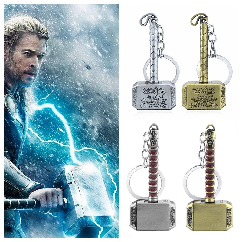 Metal Keychain Thor's Hammer Metal Keychain Bottle Opener Movie Keychain Role Playing Prop Fan Bag Decoration Car Pendant Gift