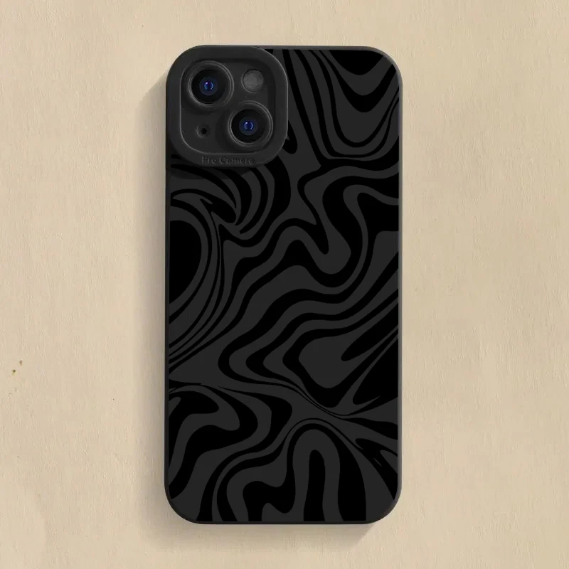 Black Wave Pattern Print TPU Soft Phone Case