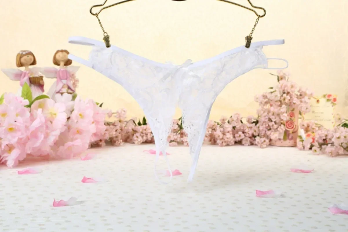 Women Panties Female Underwear Seamless Panties Cotton Panties Lace Panties Womens Underwear Brazilian Underwear Crotchless Bowknot Sexy Thong Temptation Sheer For Women