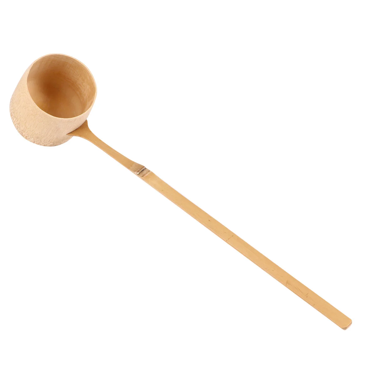 

Classic Bamboo Spoon Metal Serving Spoons Long Handle Water Scoop Japanese Ladle