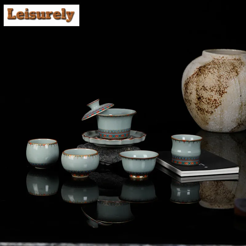 100ml Ru Kiln Dunhuang Bamboo Joint Teacup Aesthetic Tea Bowl Set Of Cups Tea-tasting Personal Cup Chazhan Master Cups Tableware