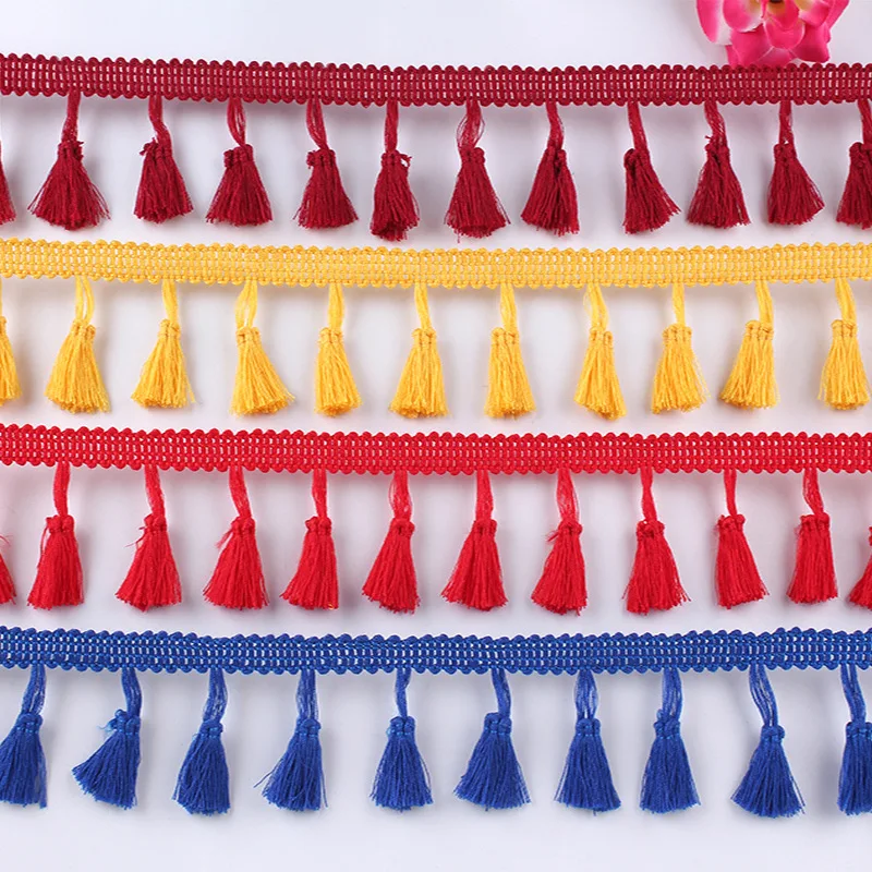 10Yards/Lot Colors 4CM Polyester Cotton Lace Trim Tassel Fringe DIY Latin Dress Stage Garment Curtain Sofa Sewing Decorative