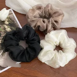 Elegant Sheer Chiffon Scrunchies Set - Soft, Voluminous Hair Ties for Chic Minimalist Styling (3pcs)
