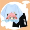 Japanese Anime Spy X Family Anya Forged Graphic Printed T-shirt Street Kids Clothing Fashion Short Sleeve Neutral T-shirt Sets 2