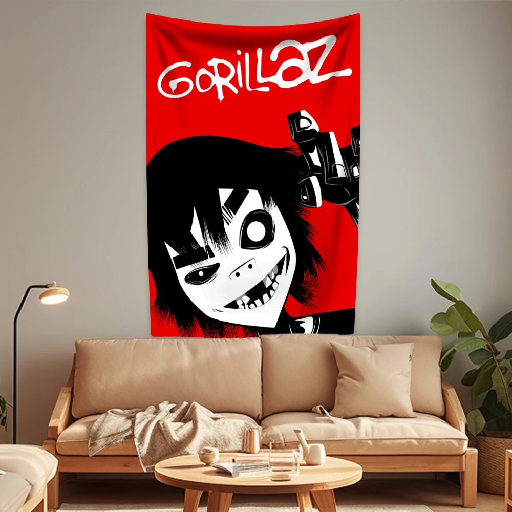 Music Band Gorillaz Tapestry Pop Rock Home Decoration Large Fabric Wall Hanging Cover Bedroom Dorm Background Sofa Blanket tapestry decorations