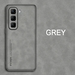 Sleek Shockproof Matte Leather Case with Soft Back Cover - Skin Feel Finish for Infinix Hot50Pro (GRAY)