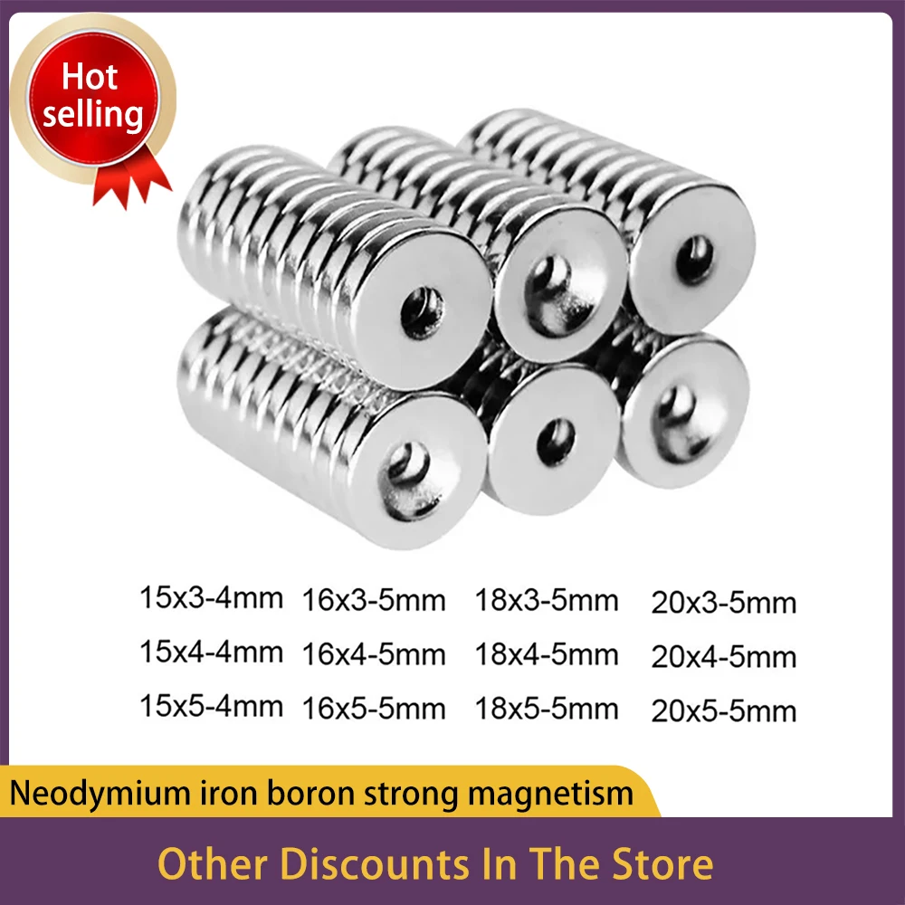 Round Magnets 5~100PCS 15X5-4 mm Diameter 15X3 mm Hole 4mm Small Countersunk 16x3-5 Neodymium Disc Magnetic 18*3-5