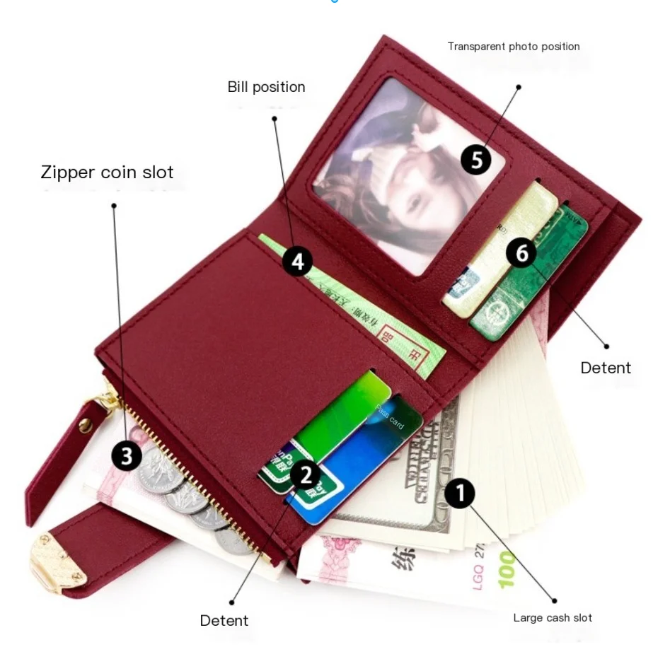 Women's Zipper Short Wallet with Buckle Closure Fresh Literary Small Square Crossbody Bag  for Daily Use