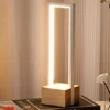 LED Table Lamp USB Nightstand Lamp 3 Color Temp Geometric Nightstand Lamp Stepless Dimmable Desk Light Wooden Base for Bedroom 2