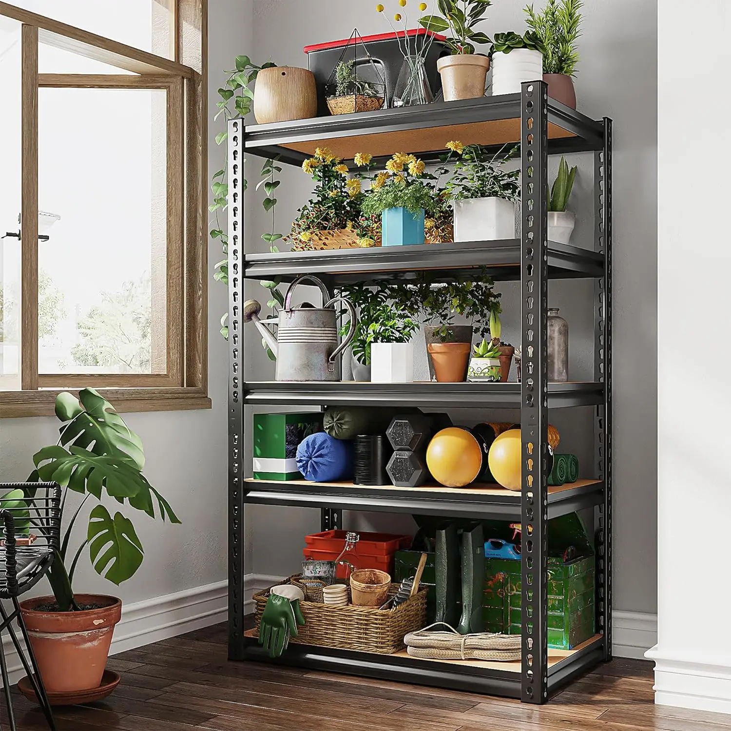 

Bepatio Garage Shelving 5 Tier Storage Shelves Heavy Duty Shelving Adjustable Garage Storage Shelves Metal Shelves for Storage L