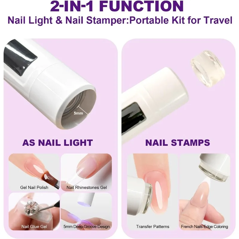 새로운 미니 네일 드라이어 스탠드 UV 램프 네일아트용 탈부착 가능 전문가용 네일 UV LED 램프 디스플레이 포함 충전식 휴대용 데스크 램프