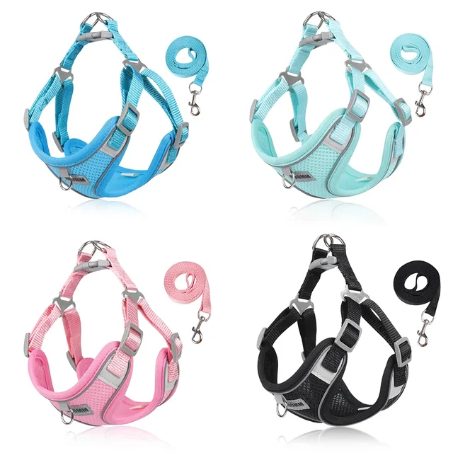 Reflective Dog Harness Leash Set 4