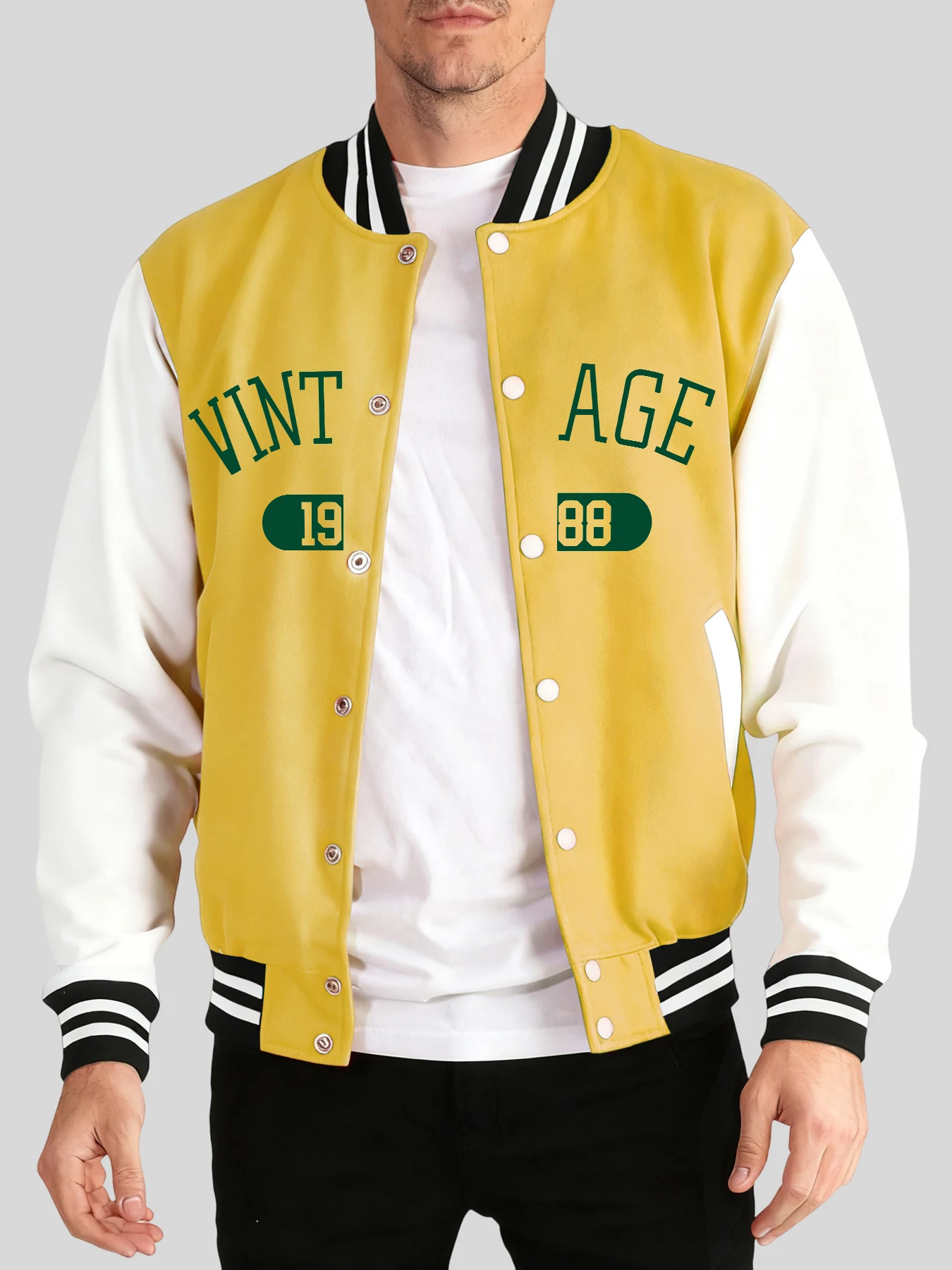 Kurtka męska w stylu vintage z 1988 roku, z kreatywnymi nadrukami, wygodna, hip-hopowa, casualowa, jesienne ubranie streetwearowe, uniwersalna koszulka baseballowa.