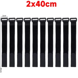Reusable Hook and Loop Adjustable Nylon Cable Ties - Versatile Nylon Fasteners and Cord Straps - 100pcs (2x40cm)