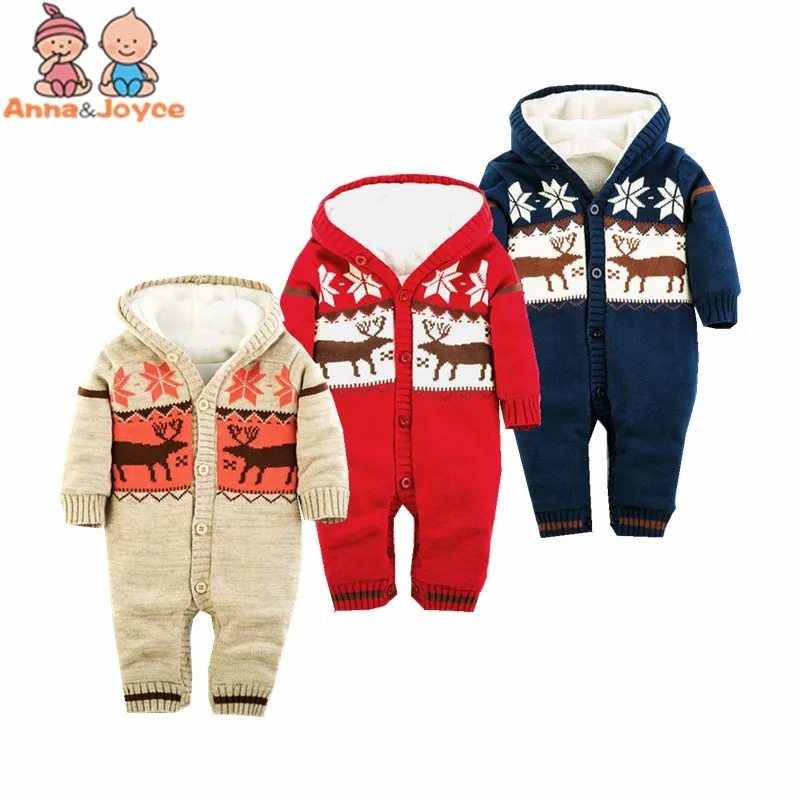 

Christmas Elk Thickening Autumn and Winter Warm Soft Romper Kids Cotton Fashion Climb Clothes0-24Months