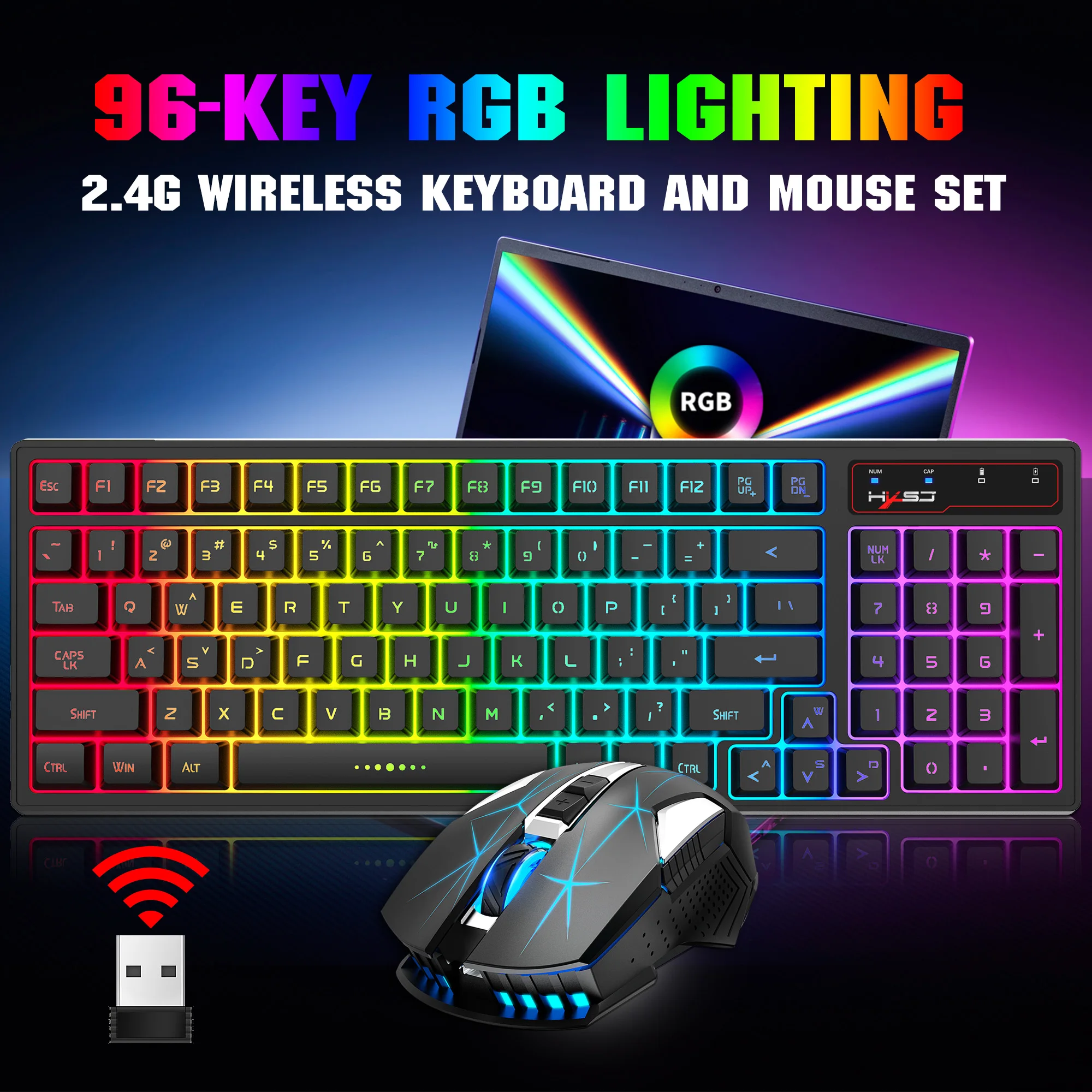 2.4G Wireless Keyboard and Mouse Combo Mini Multimedia Full-size Keyboard Mouse Set For Computer Notebook Laptop Desktop