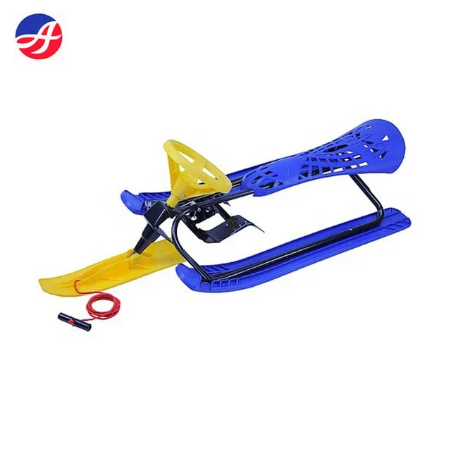 Outdoor Winter Junior Metal Snow Sledge Scooter With Steering Wheel