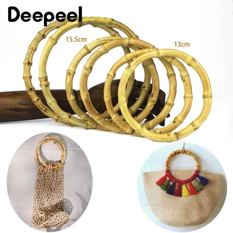 Deepeel 1pair=2pcs OD13/15/18cm Bamboo Rings Handles DIY Handmade Craft Round Handle Bags Accessories Wooden Bag Closure AP045 | Багаж и