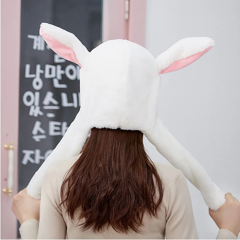Cute Bunny Hat With Moving Ears Cartoon Bunny Ears Beanie Hat Sweet Plush Airbag Cap Party Costume Birthday Gift Toy Hats baseball cap led beanie hat