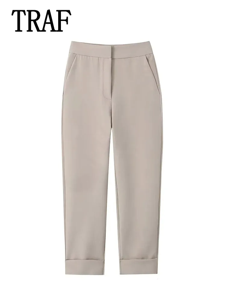 

TRAF Women High Waist Pants for Women Baggy Pants Woman Summer Office Trousers Women Y2K Streetwear Basics Women Pants
