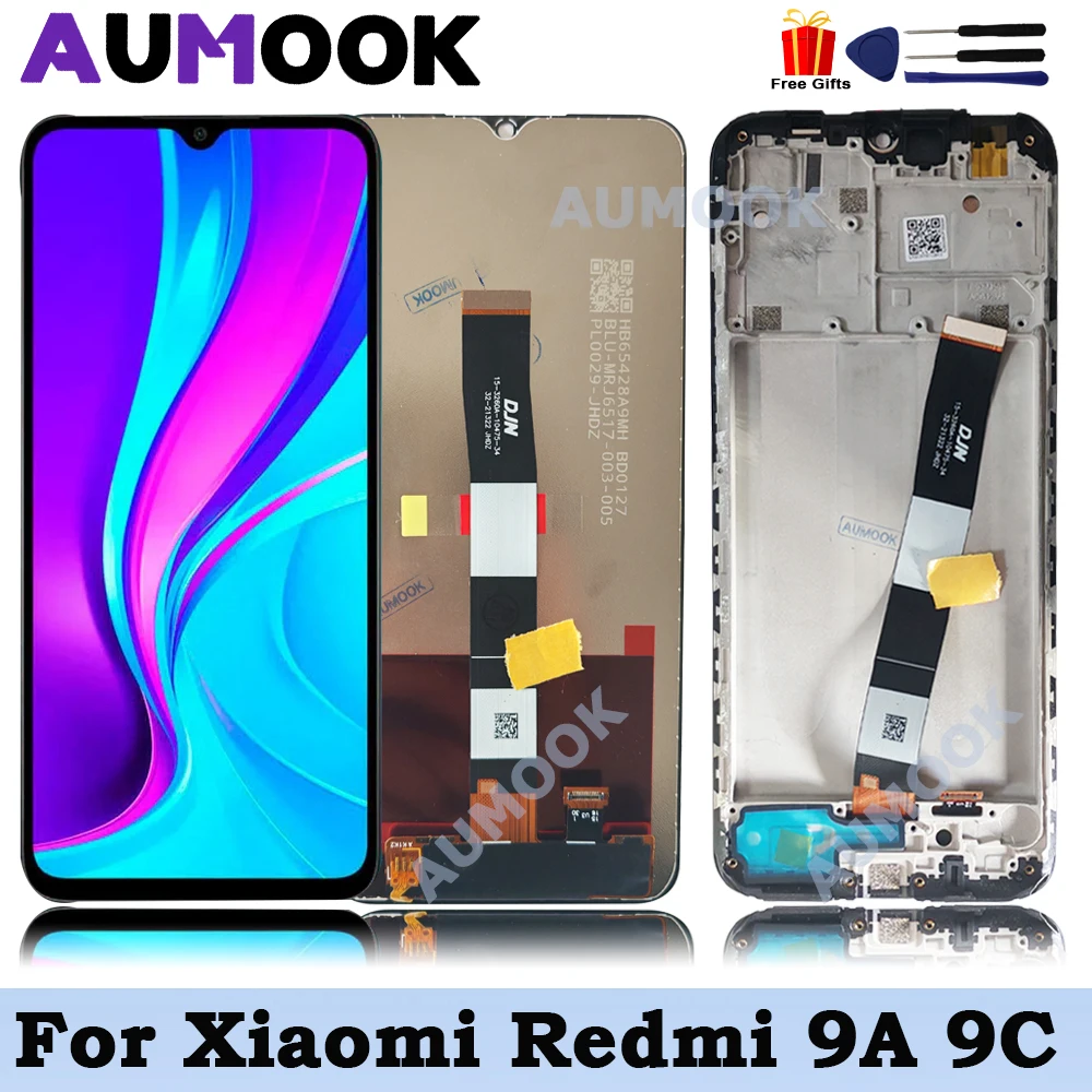 YHX-OU Nero Schermo per Xiaomi Redmi 9A Redmi 9C NFC Redmi 9C LCD Display Touch Screen Digitizer Ricambio Assembly con Utensili Inclusi E Vetro temperato