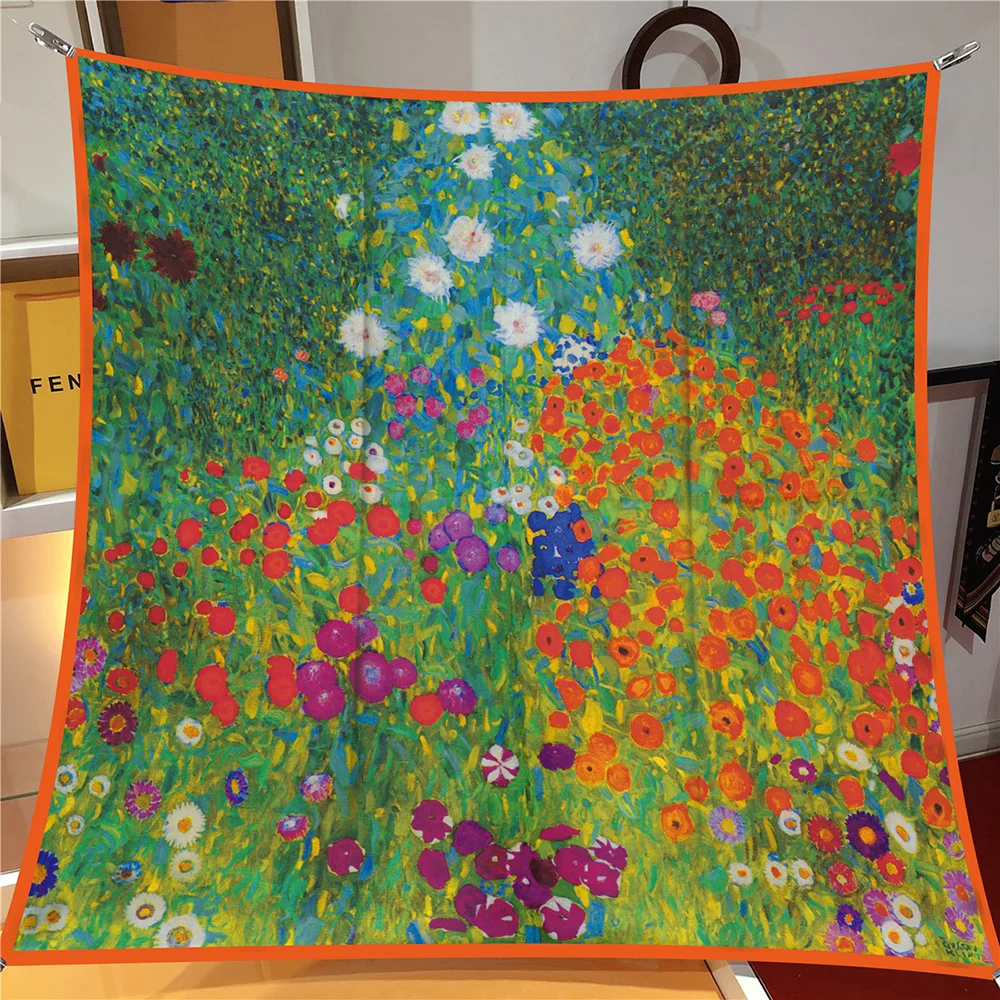 

Женский шёлковый шарф с цветочным принтом, 90 см