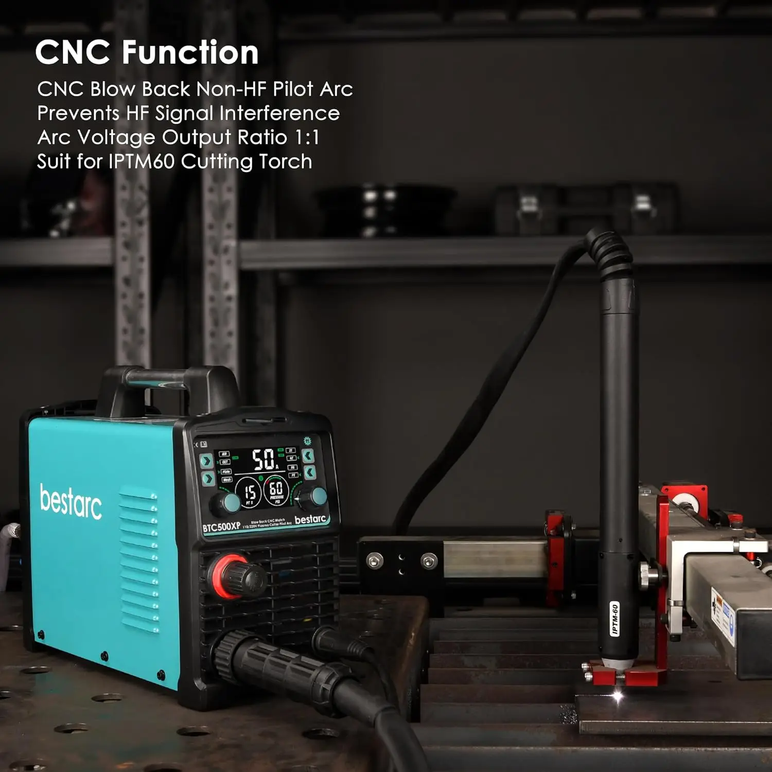 Blow Back Pilot Arc Technology, 110V/220V Dual Voltage Non-HF CNC Plasma Cutting Machine