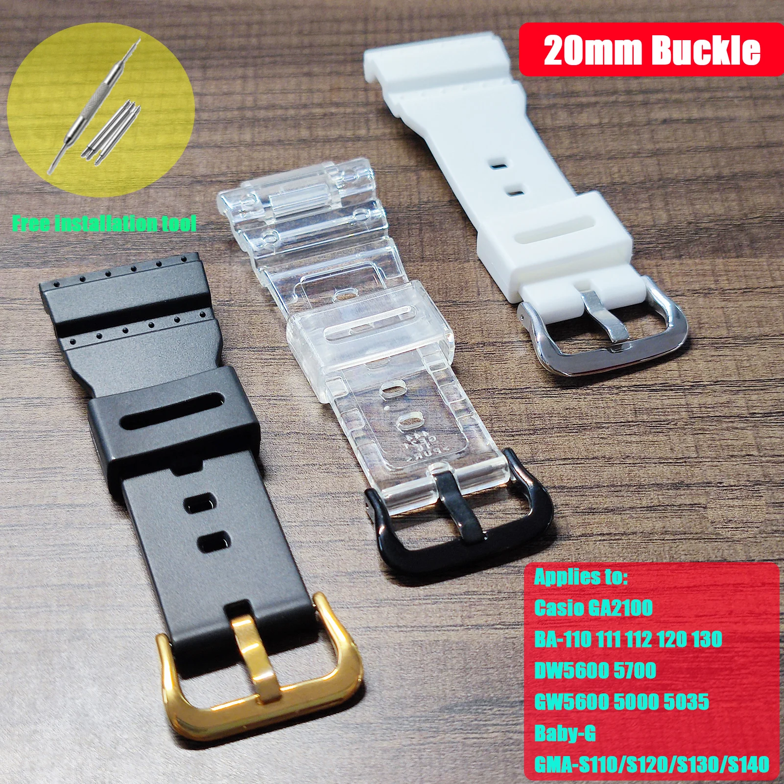 Accessori Per Orologi Fibbia Per Cinturino Strumenti Di Installazione Gratuiti Per Cinturino Per Orologio Casio G-Shock Ga2100 Dw5600 Baby-G Gma-S110 