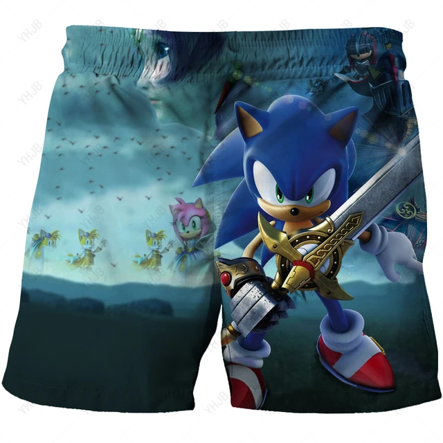 Sonic 3D Shorts infantis, tops de verão, calções de bebê, shorts