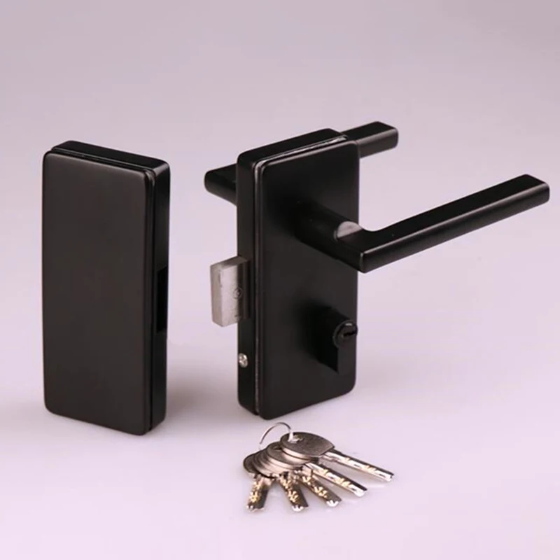 

Лидер продаж, стеклянная дверная ручка из нержавеющей стали, 1 шт., замок для торговых центров, офиса, стеклянные дверные замки с 5 ключами для 10-12 мм, стекло, черный/серебристый