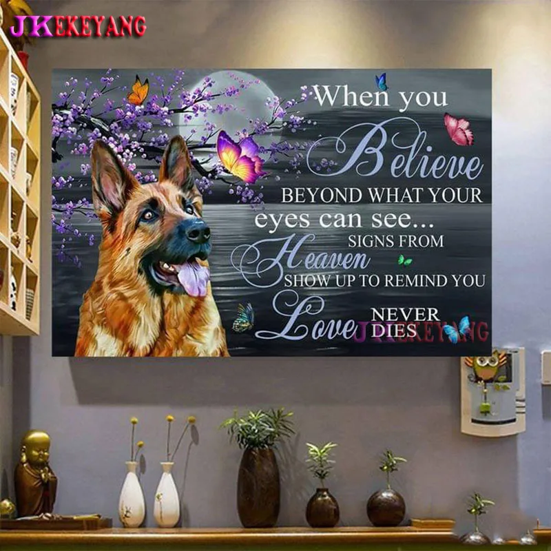 DIY 5D Diamond Painting dog butterfly moon and flower Cross Stitch Kit Full Drill Embroidery Mosaic Picture of Rhinestones Y4911