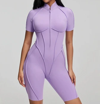 “Claire” Half Zip Up Activewear Romper