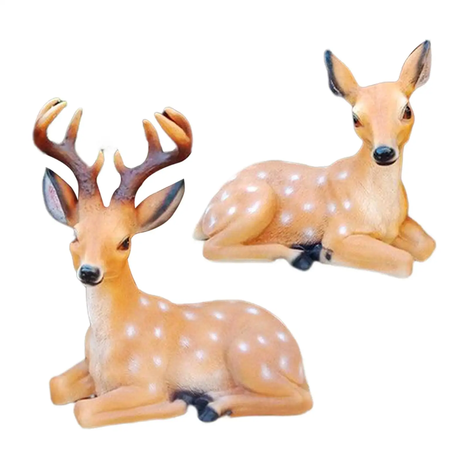 

2 Pieces Resin Deer Figurine Garden Deer Statue for Yard Balcony Landscaping