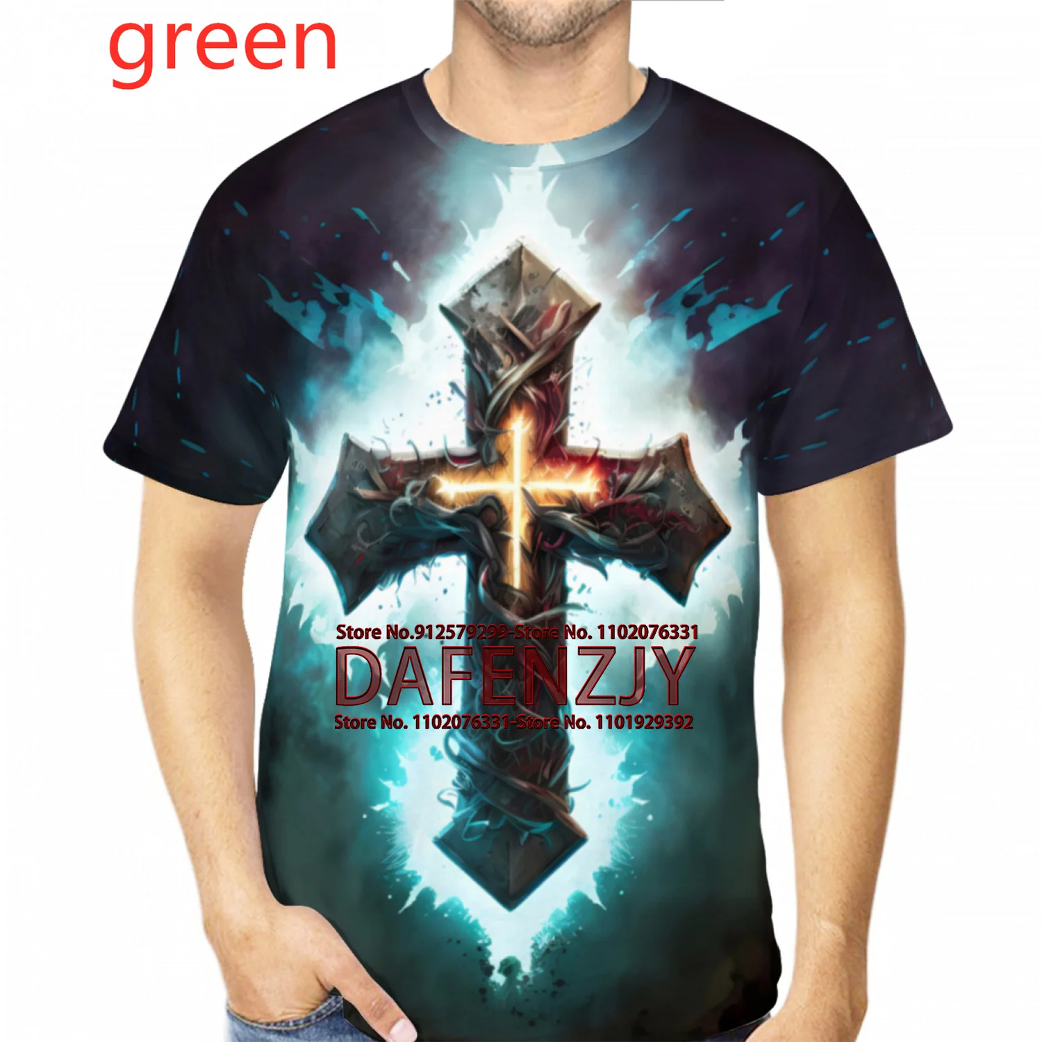 

Mens Clothing Christian T Shirts Gothic Jesus Christ Cross 3D Print Short Sleeve T Shirt O-neck Tops Vintage Hip Hop Tee