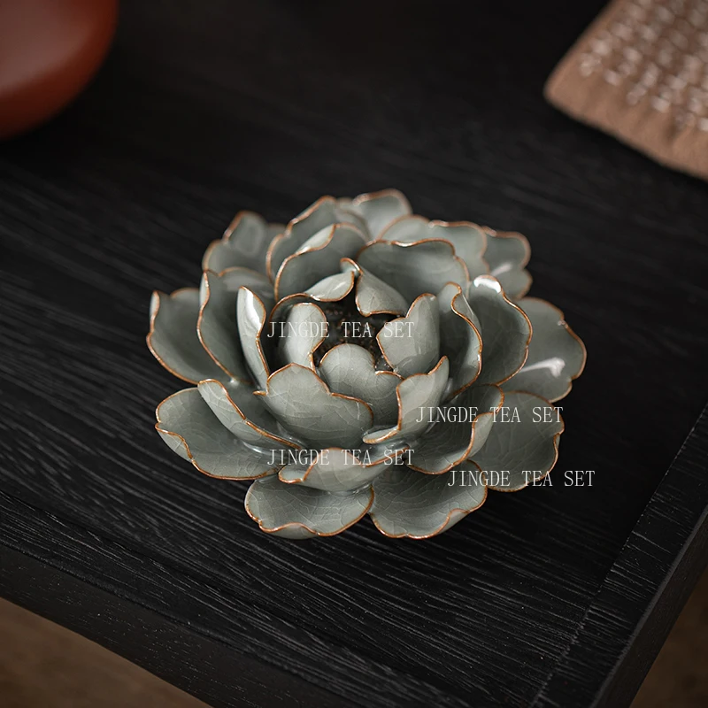 Ceramic Handmade Lotus Tea Pet Tea Table Decoration Ornaments Nourishing Opening Tea Play Incense Holder Teaset Accessories