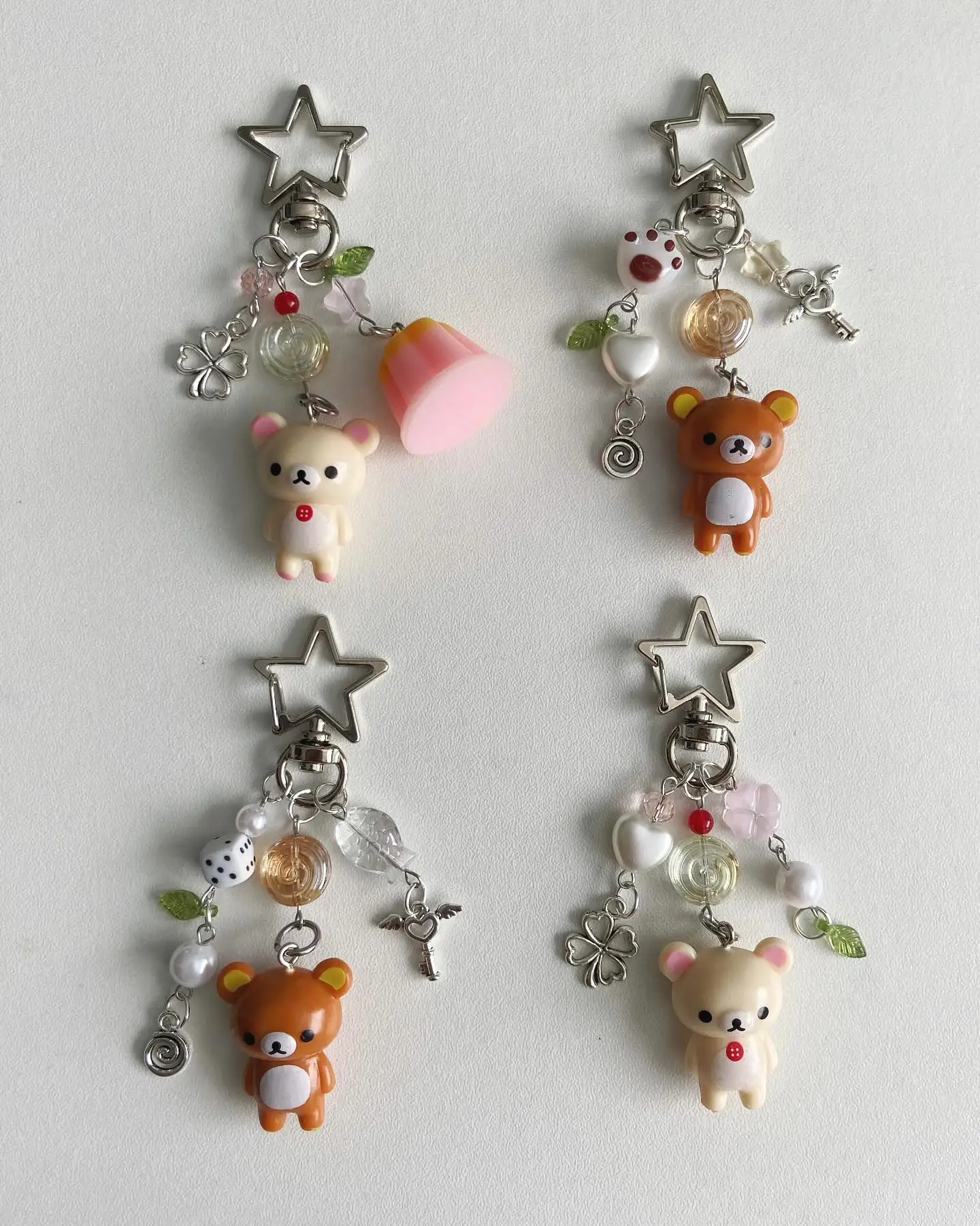 Handcrafted Beaded Bear Duo Keychain