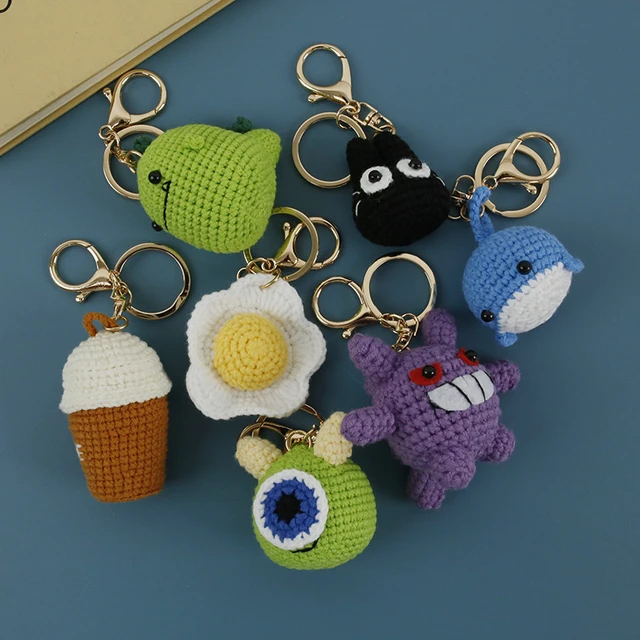 Car Hand-woven Keychain Crochet Small Pendan Keychains Cute Hand