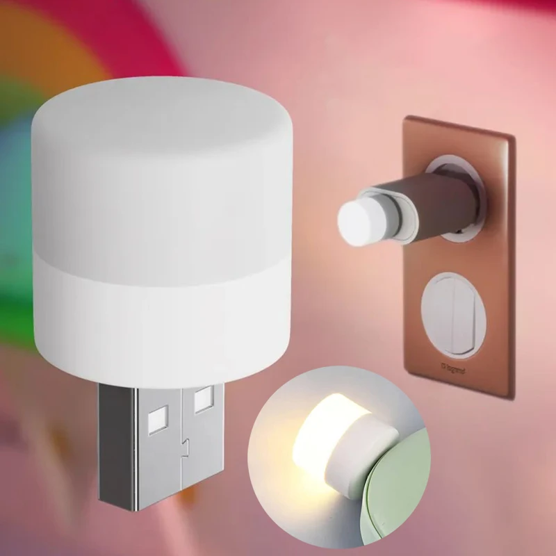 10 pièces USB veilleuse Mini LED veilleuse USB prise lampe batterie externe charge USB chambre lumières lecture Protection des yeux USB lampe